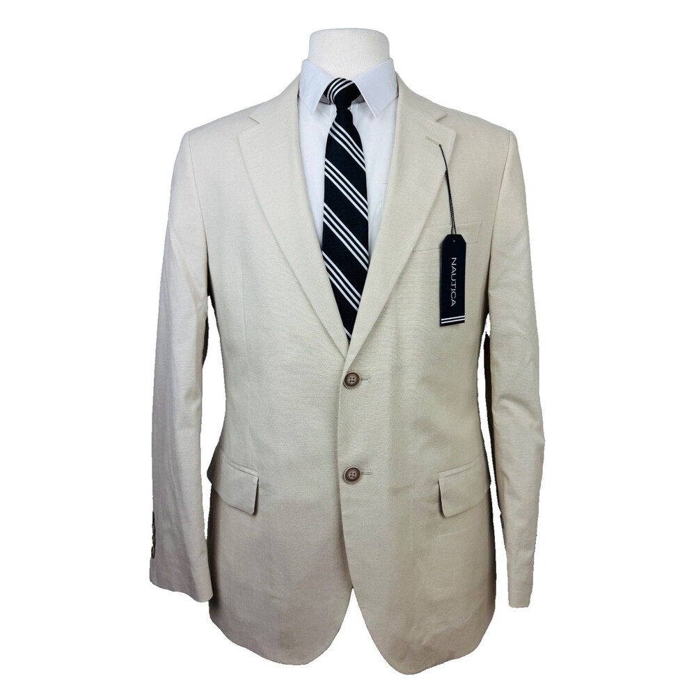 $295 NEW NAUTICA MENS 40S SOLID TAN MODERN FIT BLAZER SPORT COAT SUIT JACKET